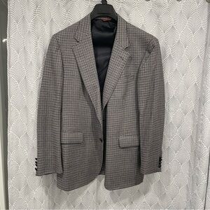 Vintage Black/Blue/Gray Houndstooth Men's Blazer - Man in Wool